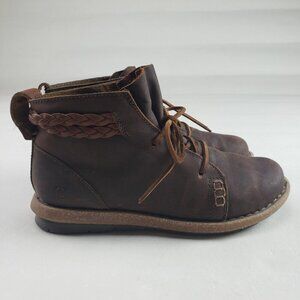 Born Temple Ankle Chukka Boot Women 9 Brown Leather Lace Up Comfort Braided Boho
